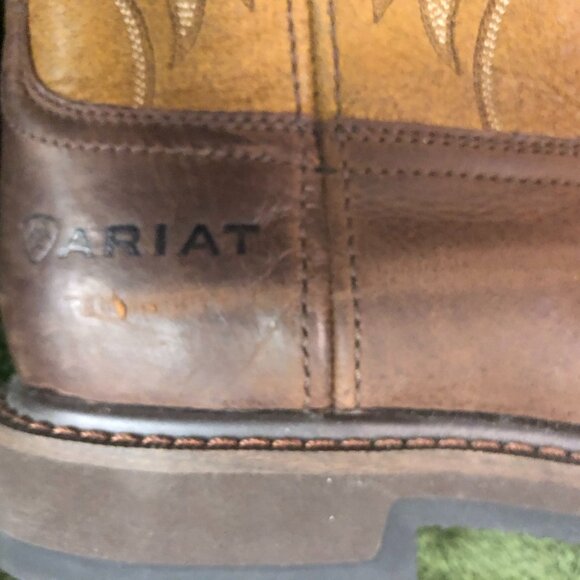 Ariat WorkHog Men's Western Pull-On Work Boots Square Toe Brown H₂O EH - Picture 11 of 16